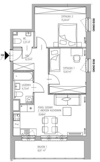Trzypokojowe nowe mieszkanie na Białołęce
