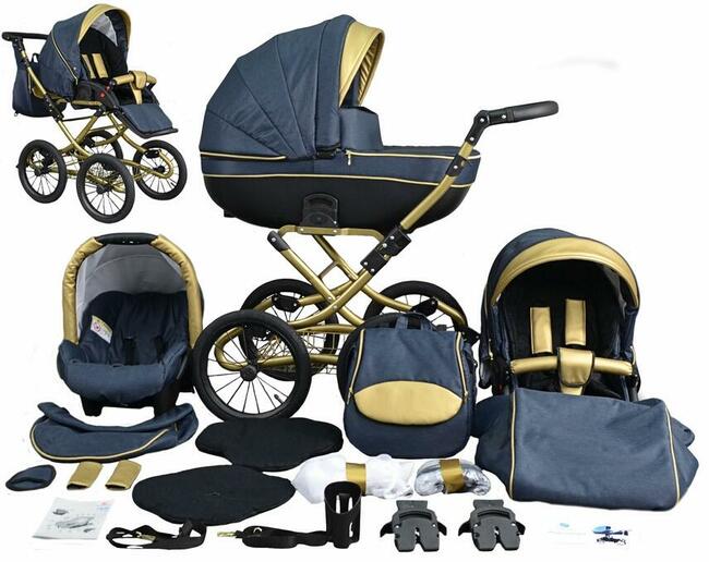 KLASYCZNY Złoty Wózek Dziecięcy Fabero Retro 3w1 Classic