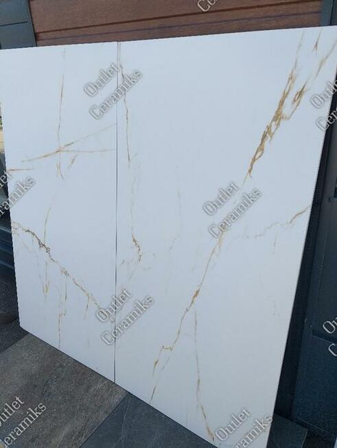 Płytki łazienkowe matowe 120x60 Klaro white marmur ze złotem