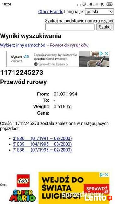 Rura , rurka , przewód EGR BMW e39 , E36 , e38, 2.5 tds