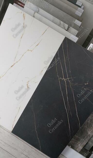 Płytki łazienkowe matowe 120x60 Klaro white marmur ze złotem