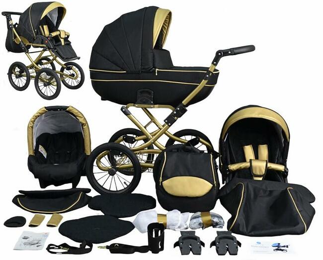 KLASYCZNY Złoty Wózek Dziecięcy Fabero Retro 3w1 Classic