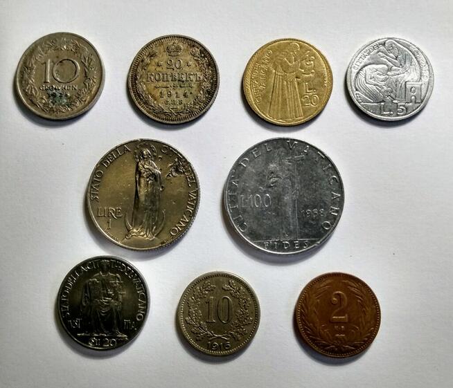 Stare monety. Zestaw starych monet, 9 sztuk.
