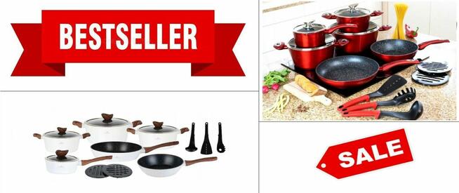 Zestaw garnków KlönBerg - Białe i czerwone