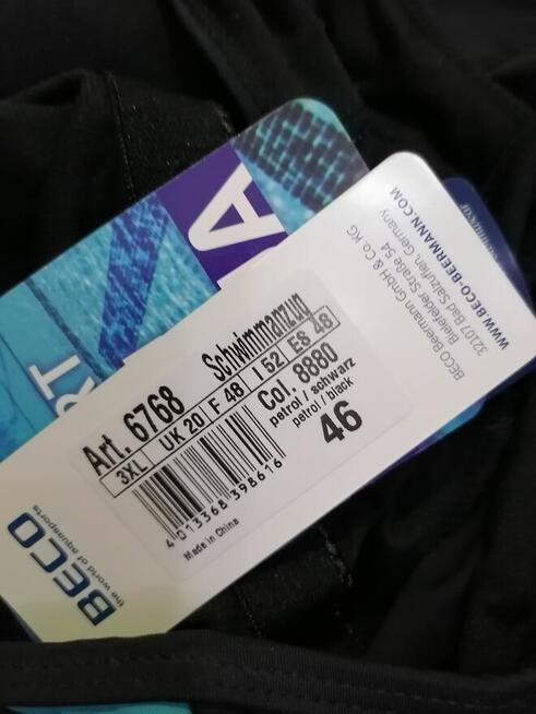 46 BECO Strój kąpielowy jednoczęściowy 3XL czarno błękitny