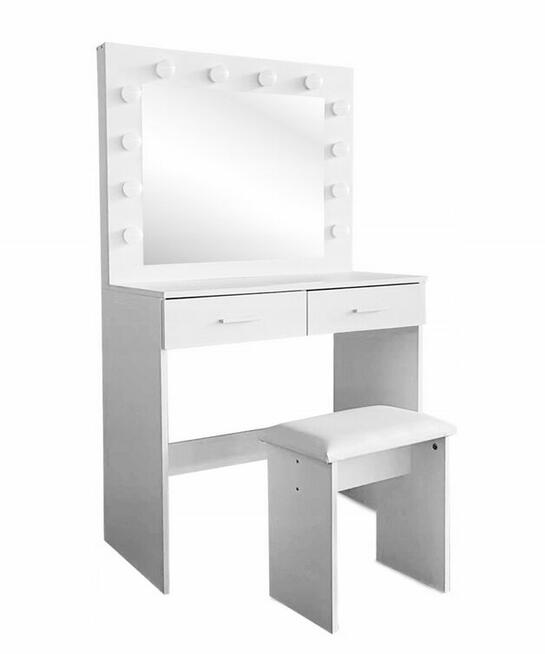 TOALETKA kosmetyczna LUSTRO 12 LED TABORET biała