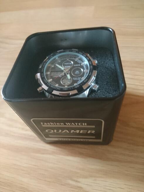 Quamer zegarek stalowy ciężki bogaty