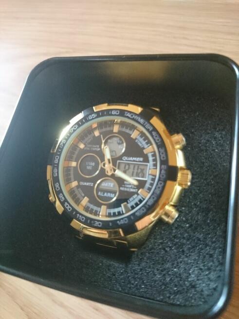 Quamer zegarek stalowy ciężki bogaty