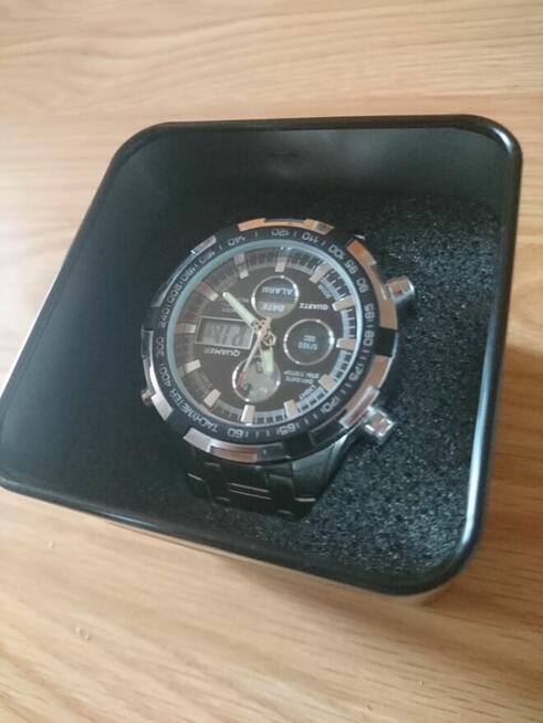 Quamer zegarek stalowy ciężki bogaty