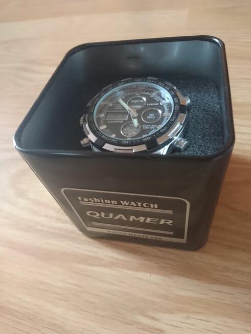 Quamer zegarek stalowy ciężki bogaty
