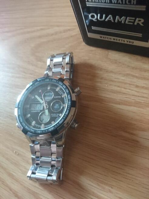 Quamer zegarek stalowy ciężki bogaty