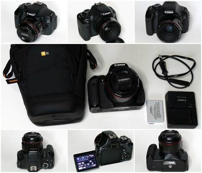 Canon eos 600D z jasnym obiektywem 50 mm f 1,8.Zadbany super