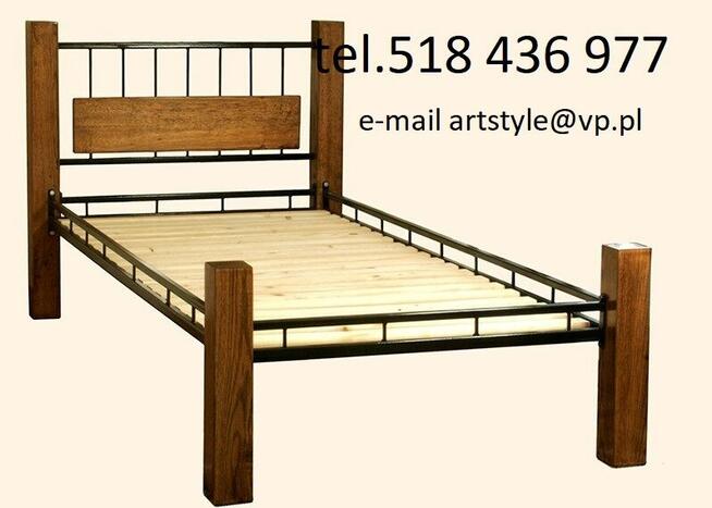 Łóżko metalowo dębowe
