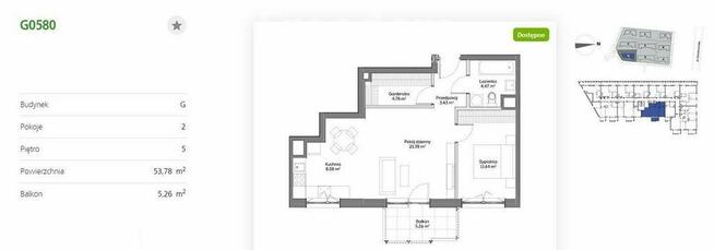Mieszkanie 2 pokojowe, 5 piętro, Park Skandynawia