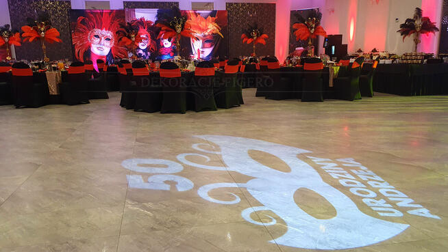 DEKORACJA TEMATYCZNA maski weneckie, pióra, venice party