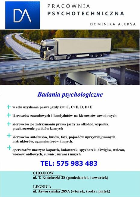 Badania psychotechniczne LEGNICA Dominika Aleksa