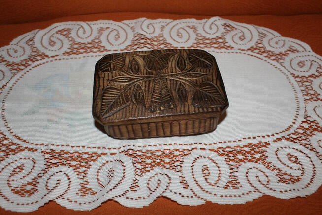 Drewniane pudełko Cepelia PRL