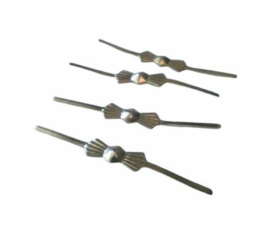 Kokardki do łączenia kryształków, kolor chrom, dł. 3.2 cm. K