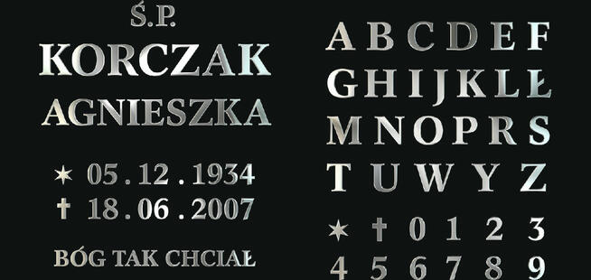 Kamieniarstwo -Piaskowanie liter, grafiki sakralne.