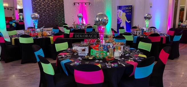 DEKORACJE TEMATYCZNA DISCO lata 70/80 kule lustrzane, płyty