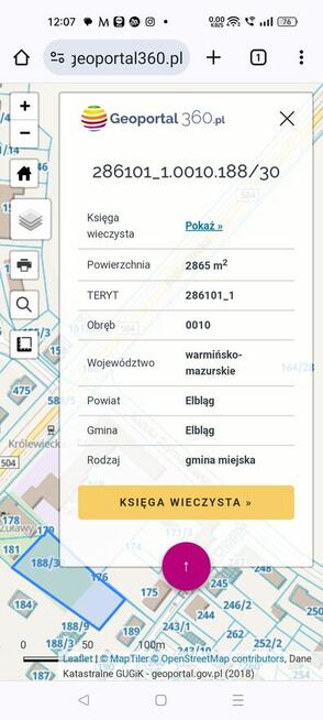 Działka budowlana centrum Elbląga ul Królewiecka
