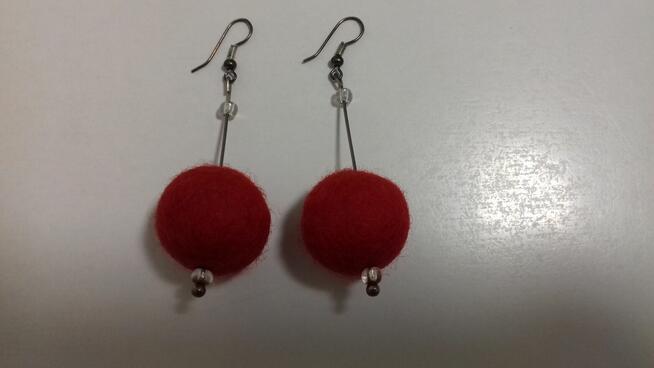 Kolczyki czerwone, rękodzieło, do sprzedania