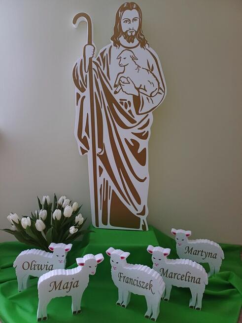 Postać Pana Jezusa pasterza dekoracja Pierwsza Komunia