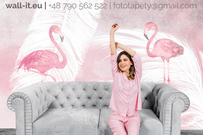 Fototapeta PIÓRA i Flamingi Tapeta do sypialni Producent