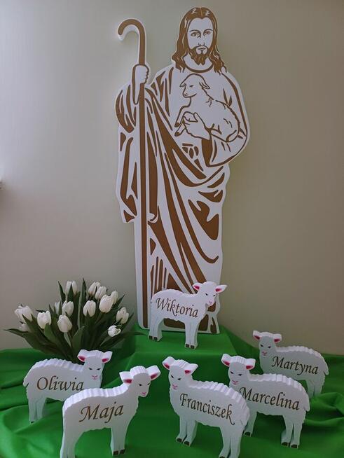 Postać Pana Jezusa pasterza dekoracja Pierwsza Komunia