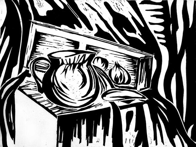 Grafiki: linoryty, rysunki, różne tematy, Renata Bulicz (W.)