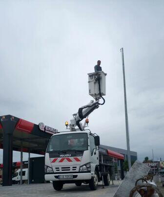 Prace elektryczne z podnośnika koszowego