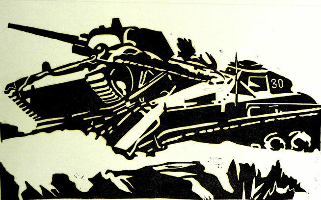 Grafiki: linoryty, rysunki, różne tematy, Renata Bulicz (W.)