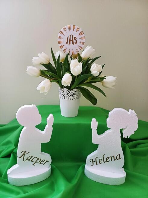 Sylwetka z imieniem dziecka dekoracja Pierwsza Komunia