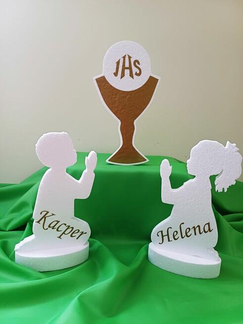 Sylwetka z imieniem dziecka dekoracja Pierwsza Komunia