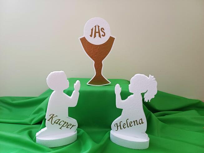 Sylwetka z imieniem dziecka dekoracja Pierwsza Komunia