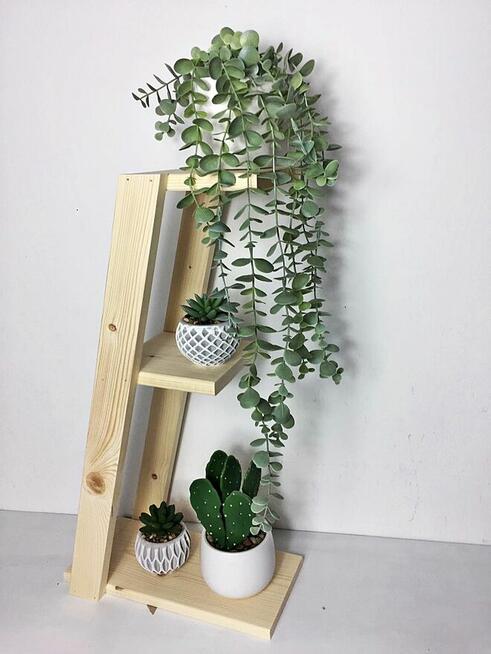 DREWNIANY kwietnik pochyły, półka, stojak, 0201