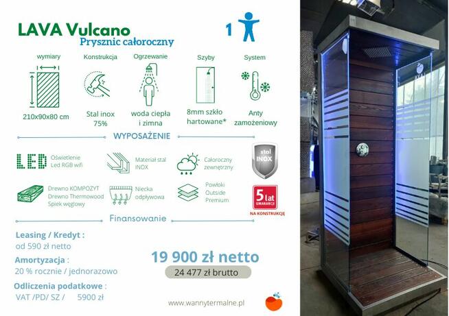 LAVA Prysznic do basenu, hotelu, spa całoroczny do -20 270cm