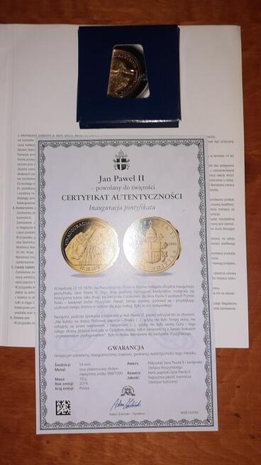 Sprzedam medale pozłacane JPII -2014 rok.