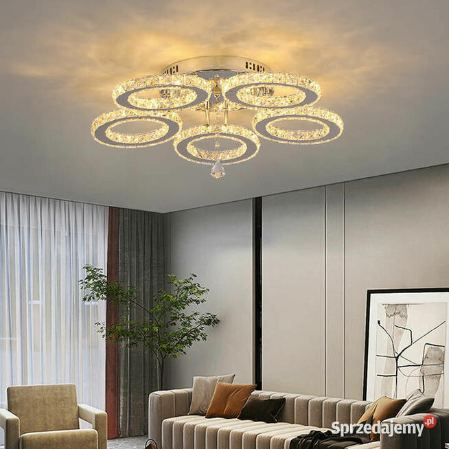 Lampa Kryształowa LED 5 Kloszowa 3 Kolory Światła + Pilot