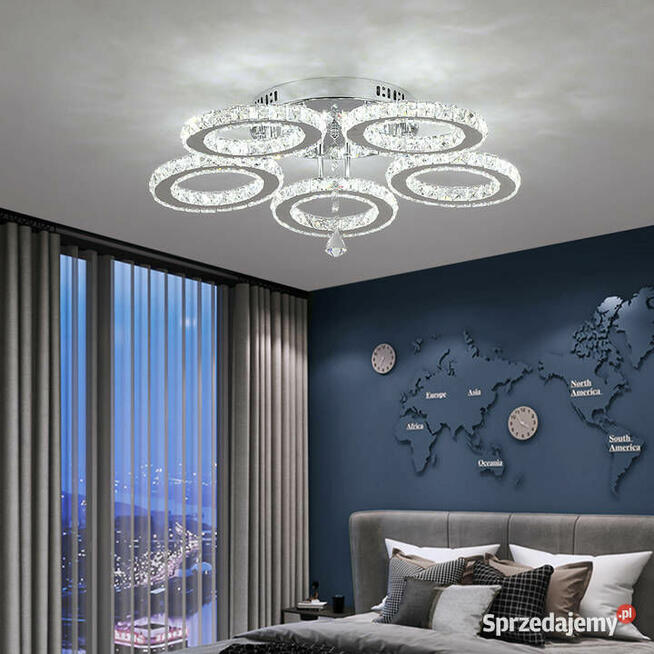 Lampa Kryształowa LED 5 Kloszowa 3 Kolory Światła + Pilot