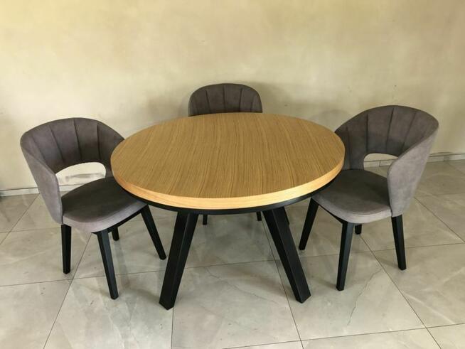 Stół okrągły dębowy loftowy LOFT-11 rozkładany.