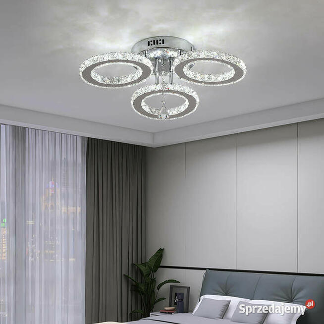 Lampa Kryształowa LED 3 Kloszowa Światło Zimne Białe 6000K