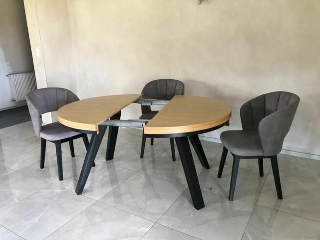 Stół okrągły dębowy loftowy LOFT-11 rozkładany.