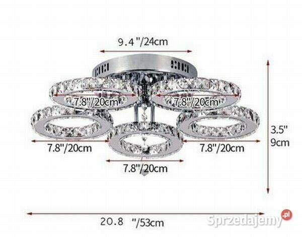 Lampa Kryształowa LED 5 Kloszowa Światło Zimne Białe 6000K