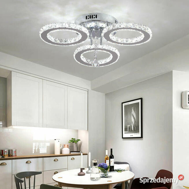 Lampa Kryształowa LED 3 Kloszowa Światło Zimne Białe 6000K