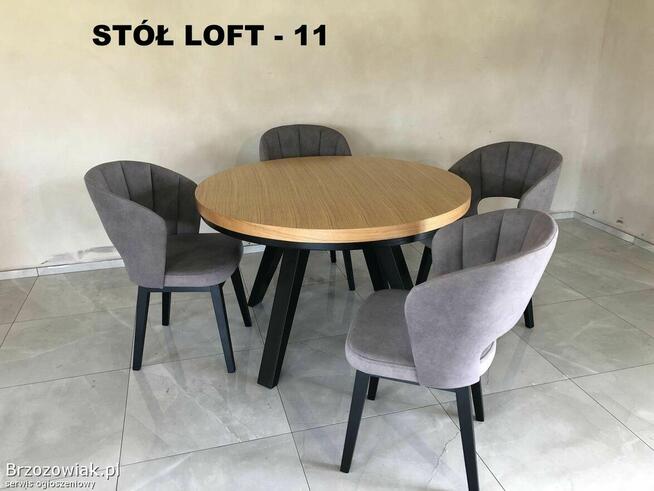 Stół okrągły dębowy loftowy LOFT-11 rozkładany.