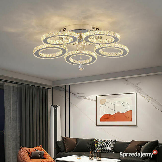 Lampa Kryształowa LED 5 Kloszowa 3 Kolory Światła + Pilot