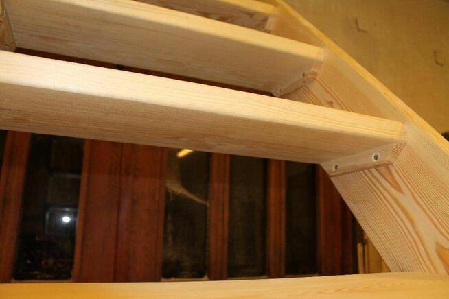 SCHODY SOSNA REGULOWANE MŁYNARSKIE DREWNIANE Barierka 395x90