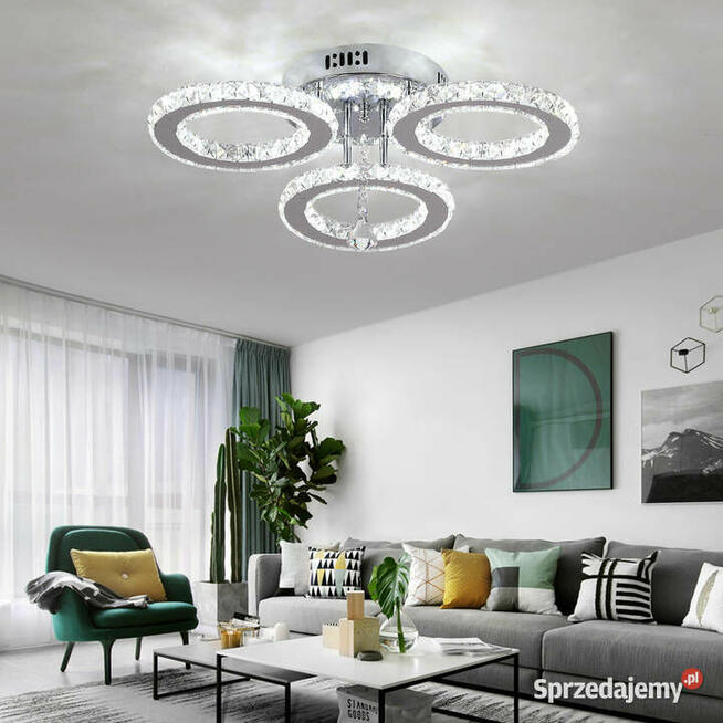 Lampa Kryształowa LED 3 Kloszowa Światło Zimne Białe 6000K