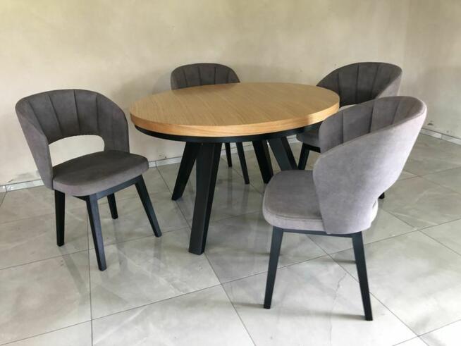 Stół okrągły dębowy loftowy LOFT-11 rozkładany.